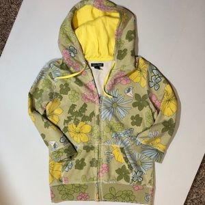 Lucky Brand hooded zip-up floral sweatshirt jacket. Size L.